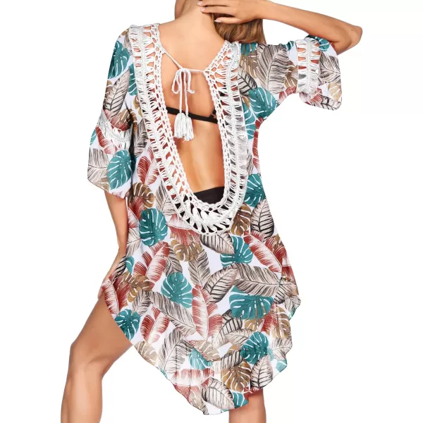Ekouaer Women Swimwear V Neck Crochet Cover UpsAdpat3