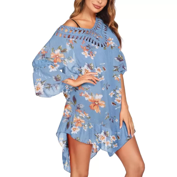 Ekouaer Women Swimwear V Neck Crochet Cover UpsAdpat6