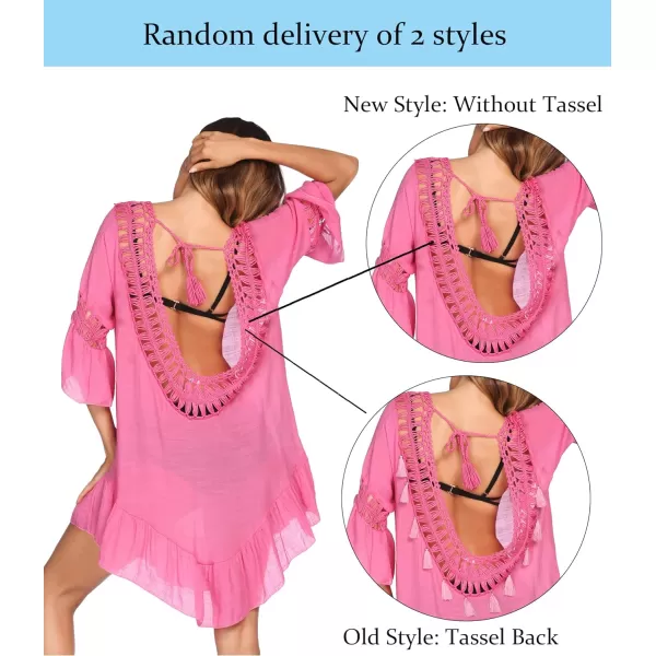 Ekouaer Women Swimwear V Neck Crochet Cover UpsArose