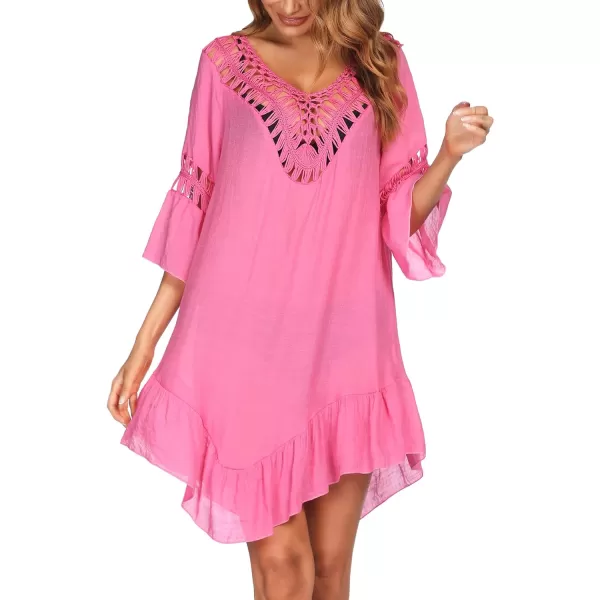 Ekouaer Women Swimwear V Neck Crochet Cover UpsArose