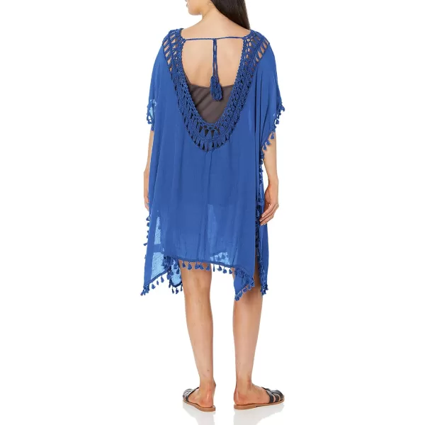 Ekouaer Women Swimwear V Neck Crochet Cover UpsAsnorkel Blue