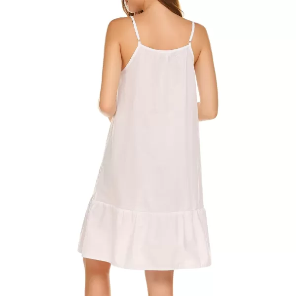 Ekouaer Womens 100 Cotton Lace Nightgown Sleep Dress Victorian Sleepshirt Strap GownAcandywhite