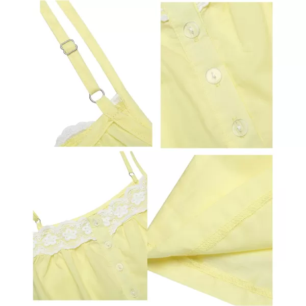 Ekouaer Womens 100 Cotton Lace Nightgown Sleep Dress Victorian Sleepshirt Strap GownCandy Yellow