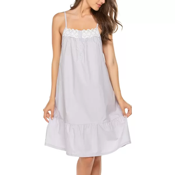 Ekouaer Womens 100 Cotton Lace Nightgown Sleep Dress Victorian Sleepshirt Strap GownCandygrey