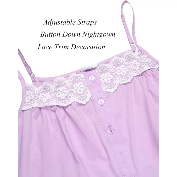 Ekouaer Womens 100 Cotton Lace Nightgown Sleep Dress Victorian Sleepshirt Strap GownCandypurple