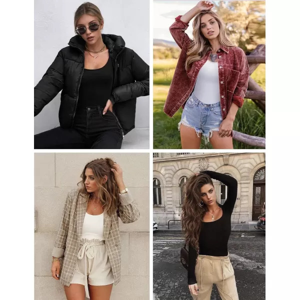 Ekouaer Womens 3 Pack Long Sleeve Shirts Scoop Neck Tops Stretch Fitted Undershirt Lightweight Basic Thermal Tee XSXXL3pcsblackdarkgreybeige
