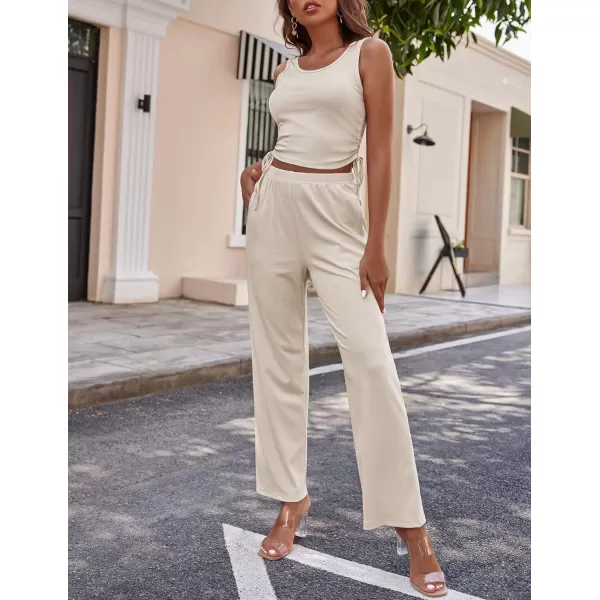 Ekouaer Womens 3 Piece Knit Lounge Set SweatsuitCream