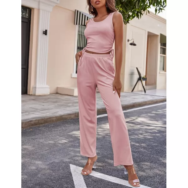 Ekouaer Womens 3 Piece Knit Lounge Set SweatsuitDusty Pink