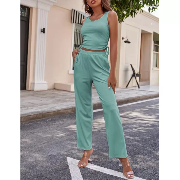 Ekouaer Womens 3 Piece Knit Lounge Set SweatsuitGreen
