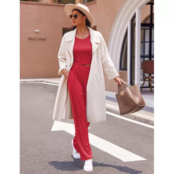 Ekouaer Womens 3 Piece Knit Lounge Set SweatsuitRed