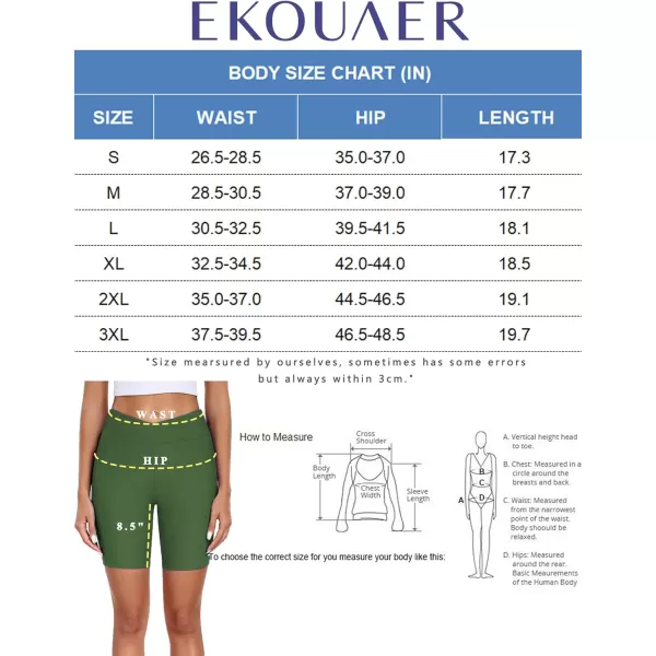 Ekouaer Womens 85 Board Shorts High Waisted Swimsuit Bottoms Cross Waist Beach Surf Swimwear with Pocket S3XLArmygreen