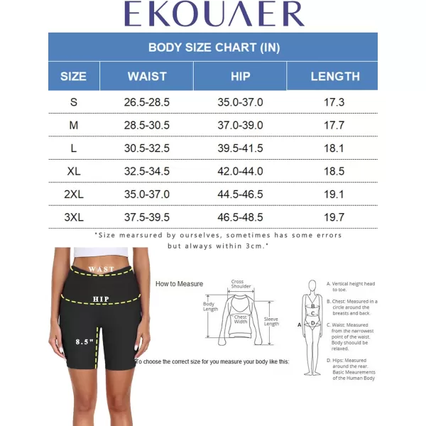 Ekouaer Womens 85 Board Shorts High Waisted Swimsuit Bottoms Cross Waist Beach Surf Swimwear with Pocket S3XLBlack