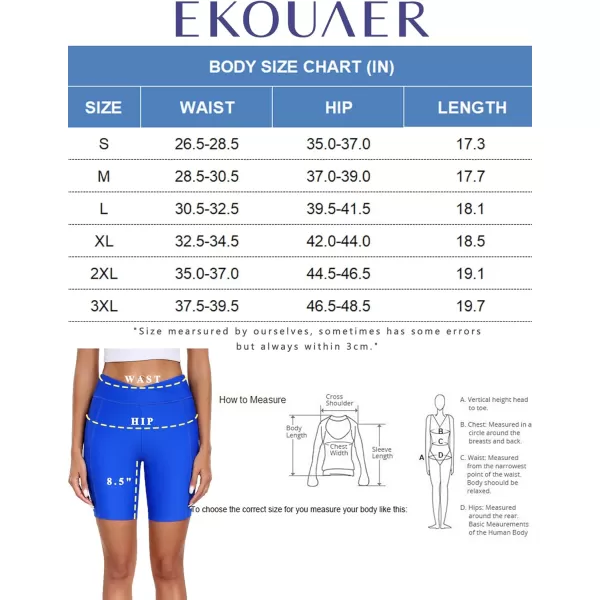 Ekouaer Womens 85 Board Shorts High Waisted Swimsuit Bottoms Cross Waist Beach Surf Swimwear with Pocket S3XLSky Blue