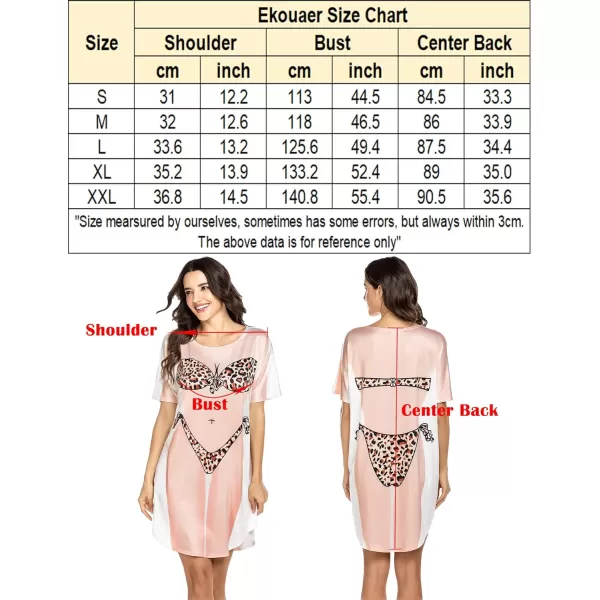 Ekouaer Womens Bikini Shirt Cover Up Short Sleeve Cute Bikini Print CoverUp Baggy T Shirt Dress Fun WearBlue Stripes