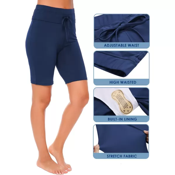 Ekouaer Womens Board Shorts High Waist Swim Shorts Beach Surf Swimwear ShortsBlue Gray