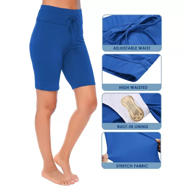 Ekouaer Womens Board Shorts High Waist Swim Shorts Beach Surf Swimwear ShortsBrilliant Blue