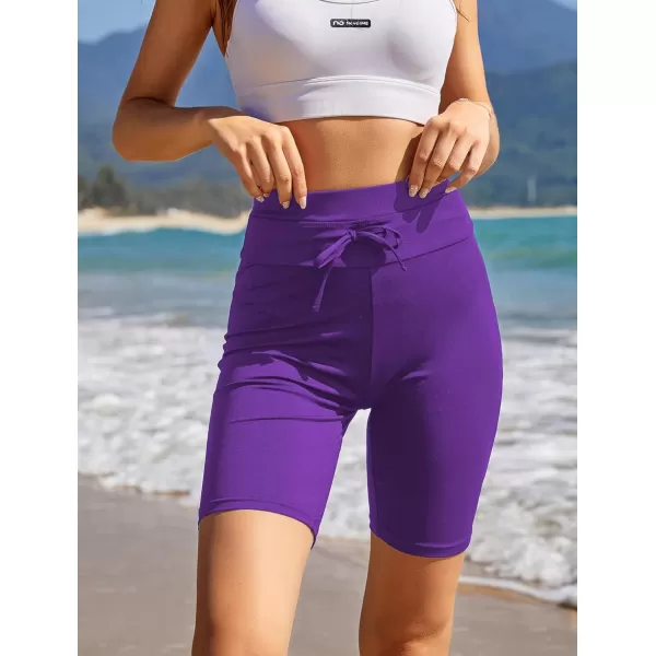 Ekouaer Womens Board Shorts High Waist Swim Shorts Beach Surf Swimwear ShortsPurple