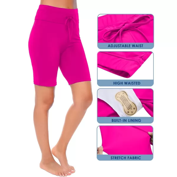 Ekouaer Womens Board Shorts High Waist Swim Shorts Beach Surf Swimwear ShortsRose Red
