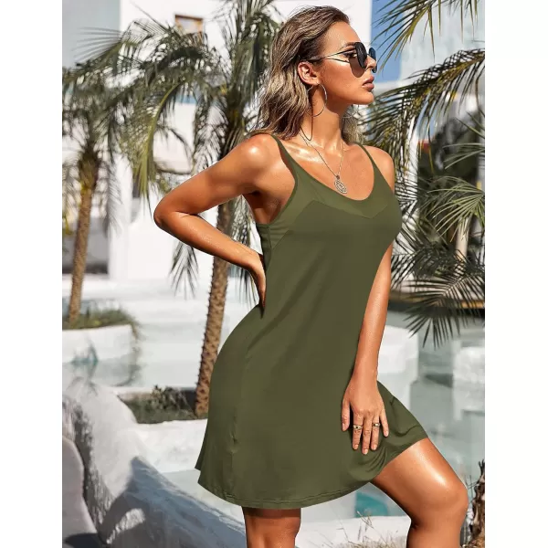 Ekouaer Womens Camisole Chemise NightgownArmy Green