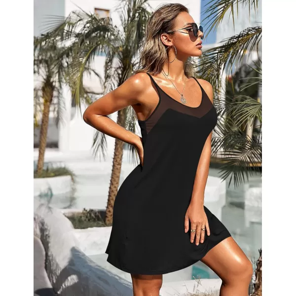 Ekouaer Womens Camisole Chemise NightgownBlack