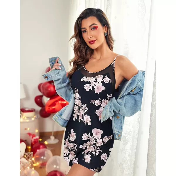 Ekouaer Womens Camisole Chemise NightgownPink Floral