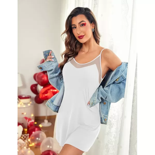 Ekouaer Womens Camisole Chemise NightgownWhite