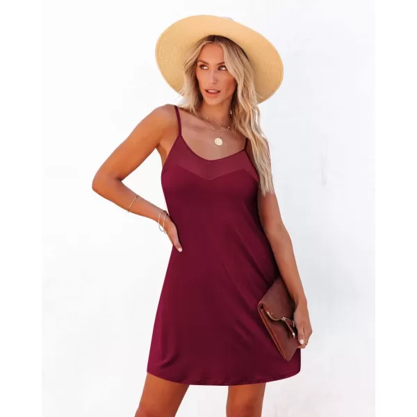 Ekouaer Womens Camisole Chemise NightgownWine Red