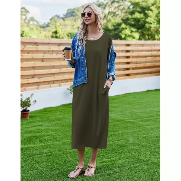 Ekouaer Womens Casual Maxi Long NightgownAarmy Green