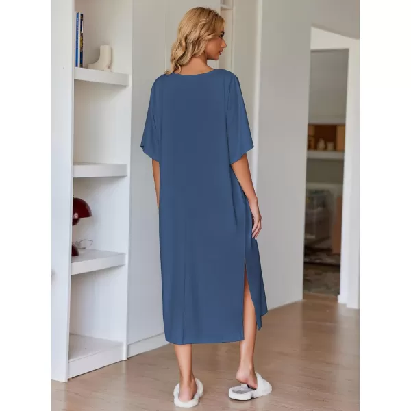 Ekouaer Womens Casual Maxi Long NightgownAblue