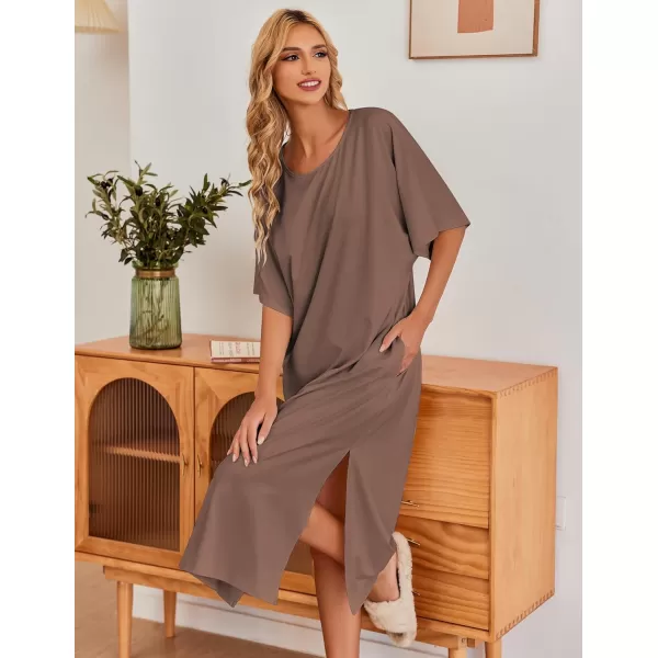 Ekouaer Womens Casual Maxi Long NightgownAcoffee
