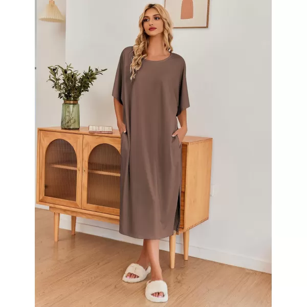 Ekouaer Womens Casual Maxi Long NightgownAcoffee
