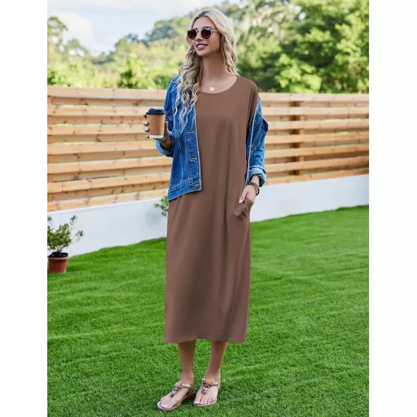 Ekouaer Womens Casual Maxi Long NightgownAcoffee