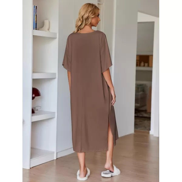 Ekouaer Womens Casual Maxi Long NightgownAcoffee