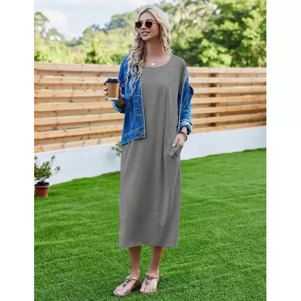 Ekouaer Womens Casual Maxi Long NightgownAdark Grey 1