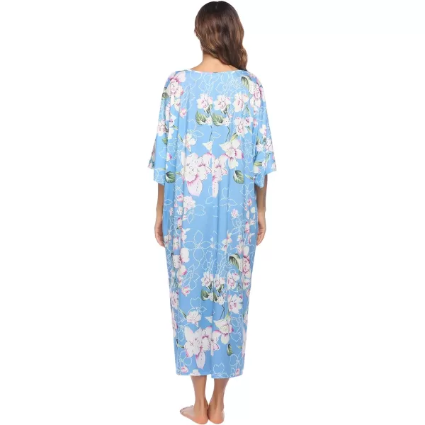 Ekouaer Womens Casual Maxi Long NightgownAflower Blue