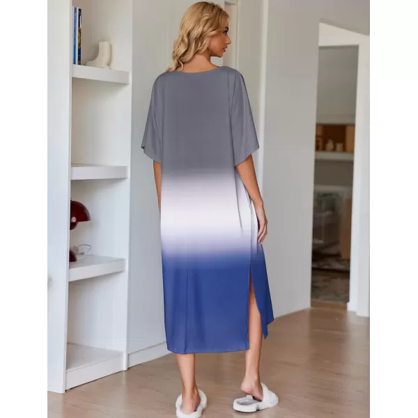 Ekouaer Womens Casual Maxi Long NightgownAgrey Gradients