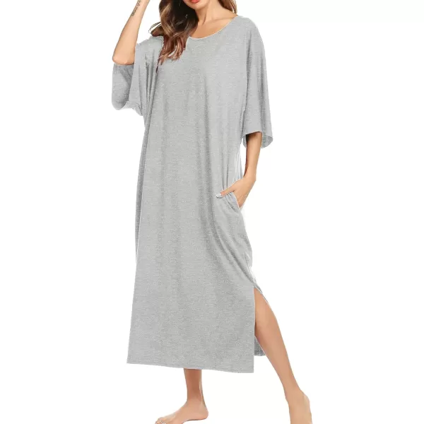 Ekouaer Womens Casual Maxi Long NightgownAlight Grey