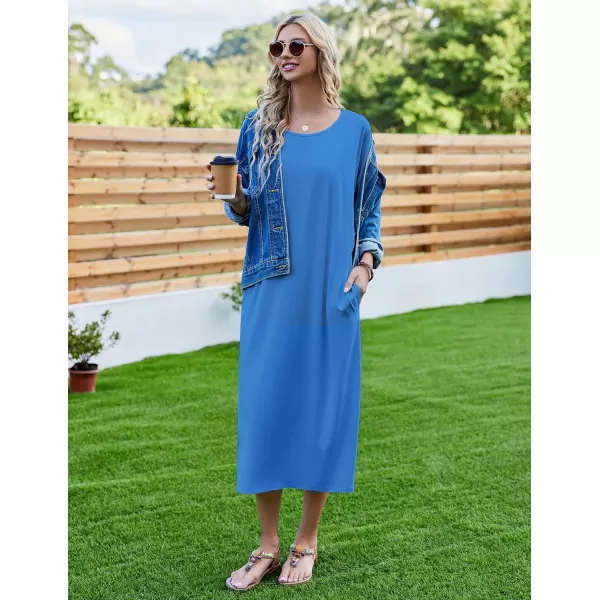 Ekouaer Womens Casual Maxi Long NightgownAsnorkel Blue