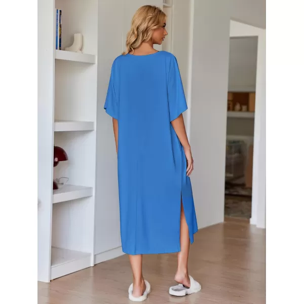Ekouaer Womens Casual Maxi Long NightgownAsnorkel Blue