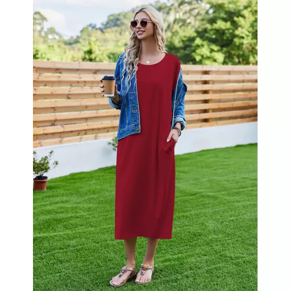 Ekouaer Womens Casual Maxi Long NightgownAwine Red