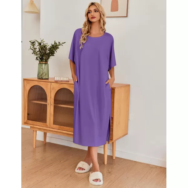 Ekouaer Womens Casual Maxi Long NightgownAwineberry