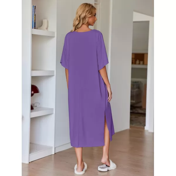 Ekouaer Womens Casual Maxi Long NightgownAwineberry