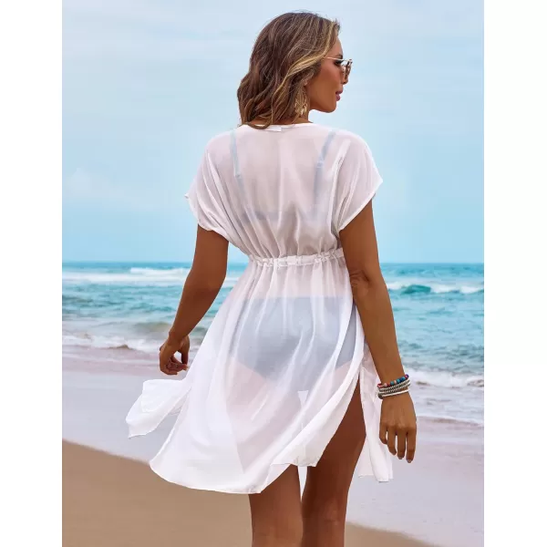 Ekouaer Womens Chiffon Sheer Cardigan Cover UpsA02white