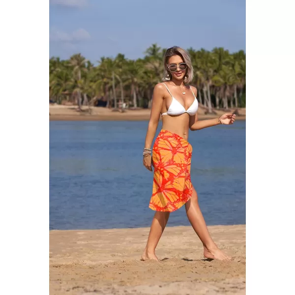 Ekouaer Womens Chiffon Swimsuit Sarong Cover UpsApatorange Flowers