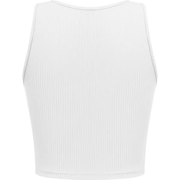 Ekouaer Womens Crop Tank Tops Sleeveless V Neck Workout Slim Fitted Crop TopWhite