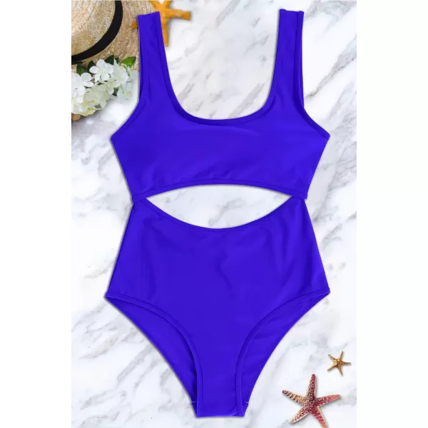 Ekouaer Womens Cutout One Piece Swimsuits Tribal Bathing Suits Monokini Hollow Out Keyhole Swimwear3 Blue