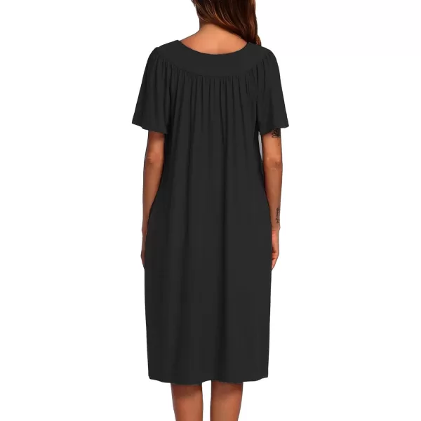 Ekouaer Womens House Dress with PocketsBlack