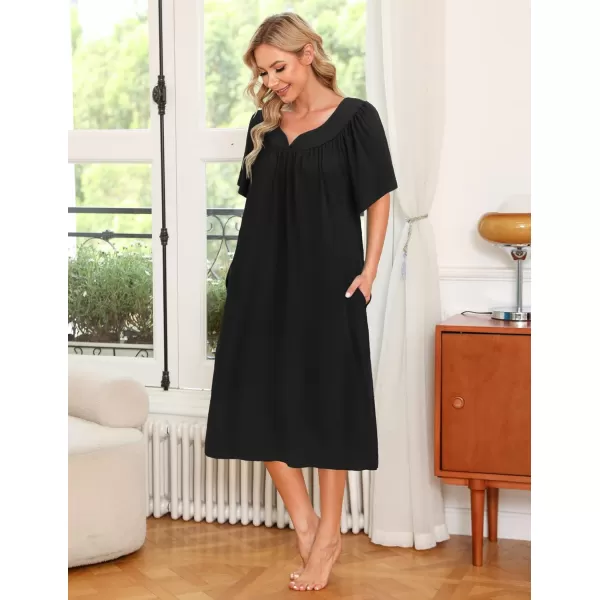 Ekouaer Womens House Dress with PocketsBlack