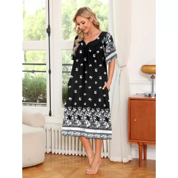 Ekouaer Womens House Dress with PocketsBlack Border