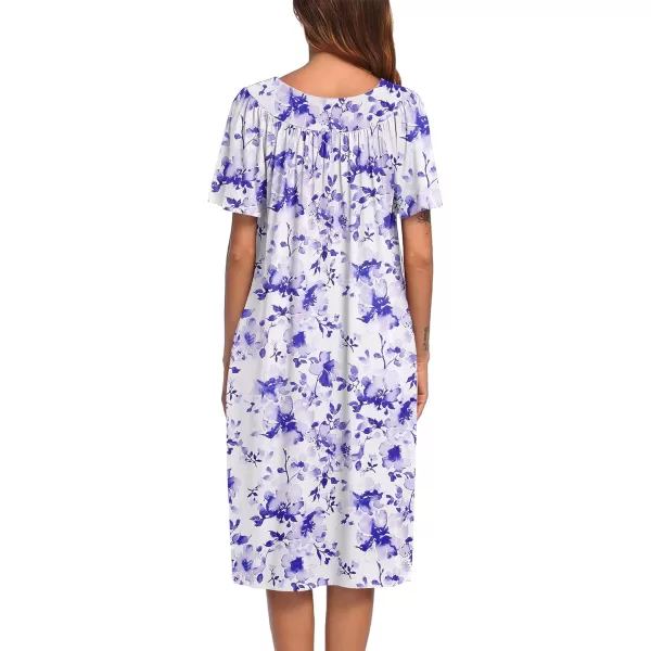 Ekouaer Womens House Dress with PocketsBlue Floral